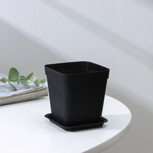 Цена за 5 шт. Горшок для цветов с поддоном, 7×7×7.5 см, 200 мл, пластиковый, МИКС