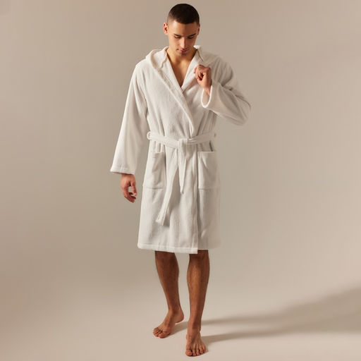 Халат махровый с капюшоном мужской SL HOME: Basic «Блан де Блан», размер S, хлопок 100%, белый