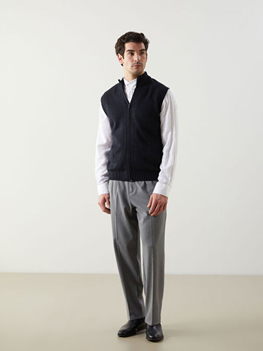 Standart Kal?p Dik Yaka Erkek Triko Yelek