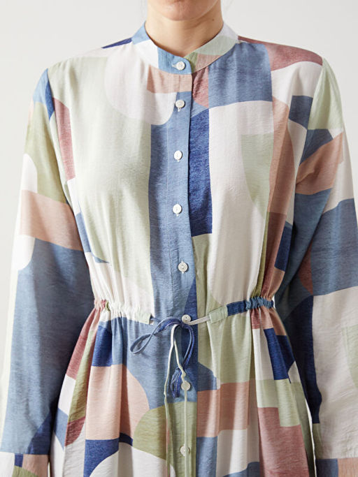 Hakim Yaka Desenli Kad?n G?mlek Elbise