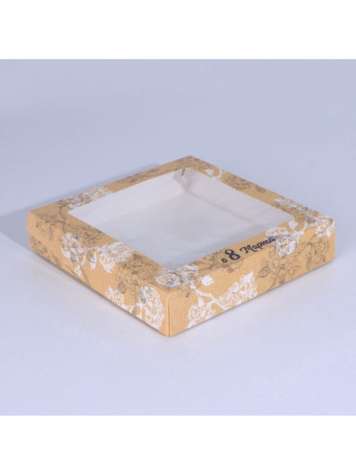 Цена за 5 шт. Коробка складная Веточки, 8 марта, 20 х 20 х 4 см - Дарите счастье фото 2