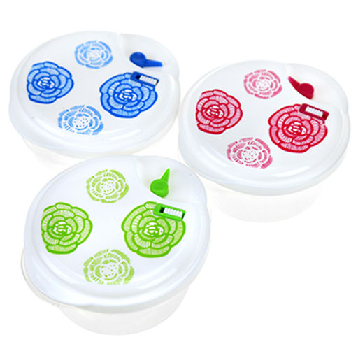 Контейнер пластмассовый Розы 0,35л - д11см h5,5см, набор 3шт, с пароотводом, для хранения в холодильнике, цвета микс (Китай) - Домашняя мода фото 3