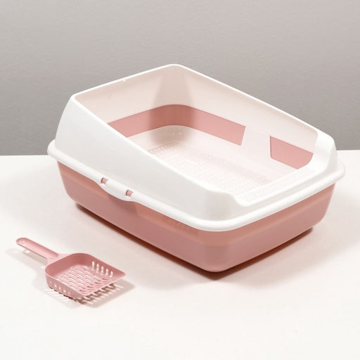 Лоток для кошек совок+ сетка 50.5×39×23 см, розовый
