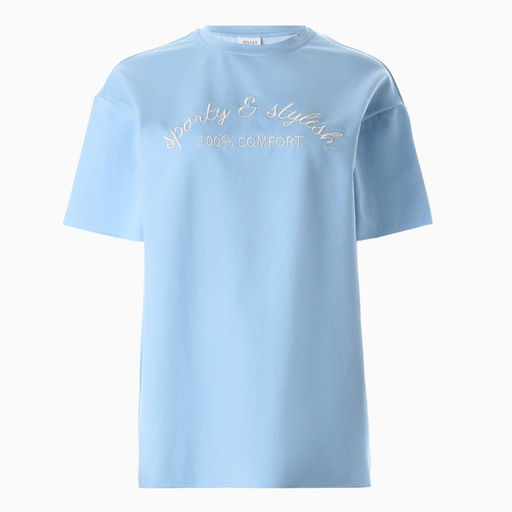 Футболка женская MINAKU OVERSIZE FIT: SPORTY & STYLISH цвет голубой, р-р 46