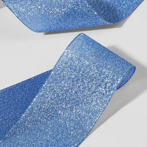 Лента парчовая, 40 мм, 23 1 м, цвет синий №037 - Арт узор фото 4