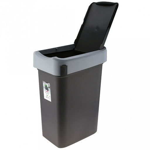 Ведро для мусора с плавающей крышкой пластмассовое SMART BIN 50л, с креплением для мусорных пакетов, серый Econova (Россия) - Домашняя мода фото 2