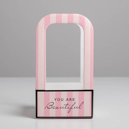 Коробка-переноска для цветов Розовая, 12 см 12 см 22 см - Дарите счастье фото 3