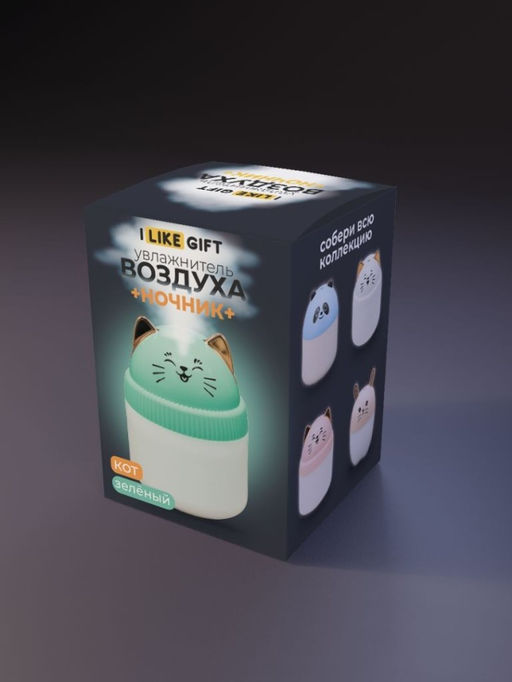 Настольный увлажнитель воздуха - ночник iLikeGift "Cat", green, (портативный, USB)