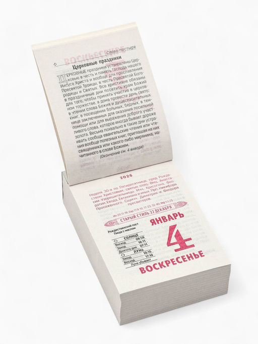 Календарь 2026 отрывной Церковно-православный «Праздники и посты», 7.7×11.4 см