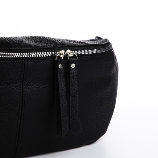 Сумка женская кросс-боди на молнии, 34×11×17 см, чёрная