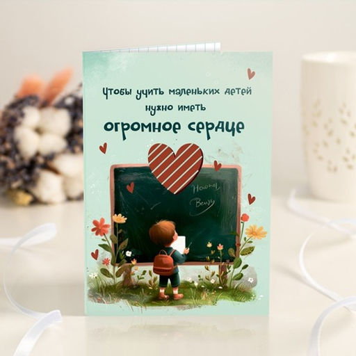Открытка 4 шоколадки "Чтобы учить маленьких детей нужно иметь огромное сердце"