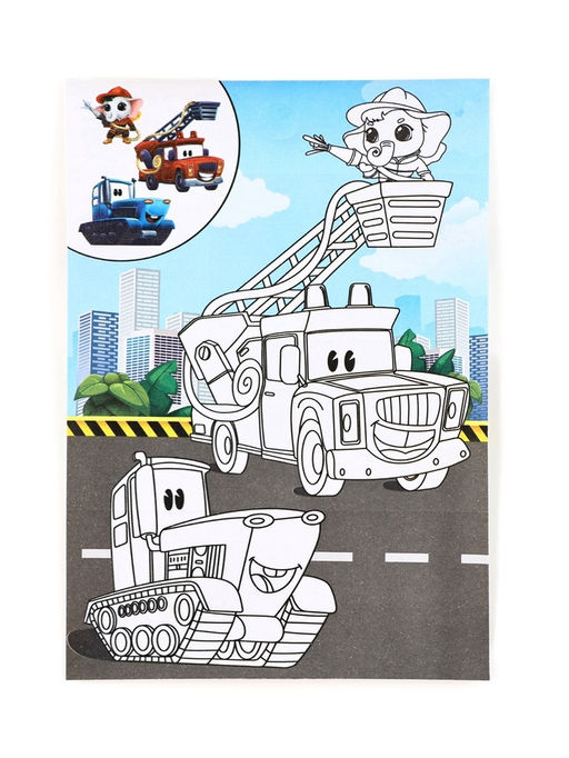 Цена за 10 шт. Наклейки детские «Транспорт», раскраска на обороте, 11×15.5 см