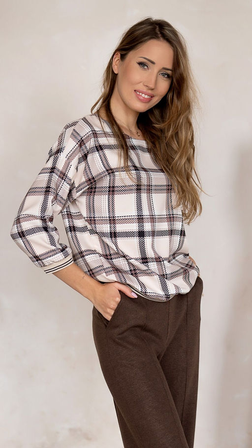 Блуза Nika.PL Hajdan-1 клетка беж
