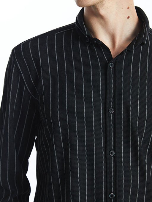 Slim Fit Uzun Kollu ?izgili Erkek G?mlek