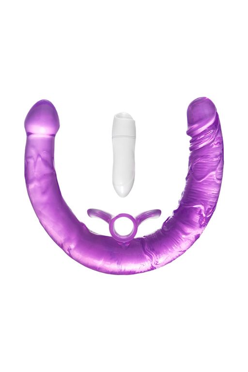 Фаллоимитатор двусторонний с вибропулей TOYFA Double Dildo with Vibro Bullet, TPR, фиолетовый, 35 см фото 5