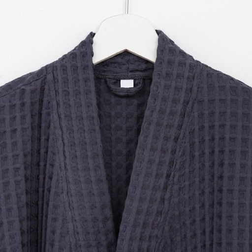 Халат вафельный женский удлинённый «Этель» Boho, размер 50-52, хлопок, 290 г/м², тёмно-серый