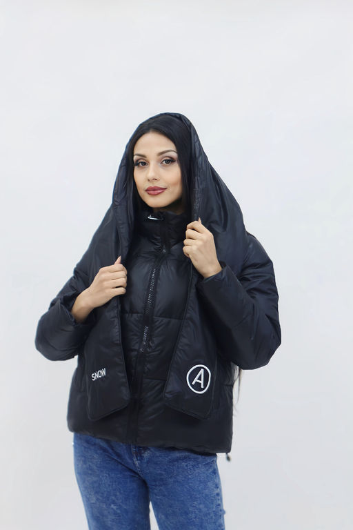 Демисезонная женская куртка весна осень +дутый шарф-косынка 8193