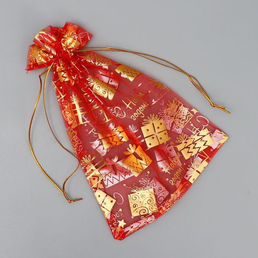 Цена за 20 шт. Мешочек подарочный органза Новогодние игрушки, 16 х 24 см +/- 1.5 см - Дарите счастье фото 4