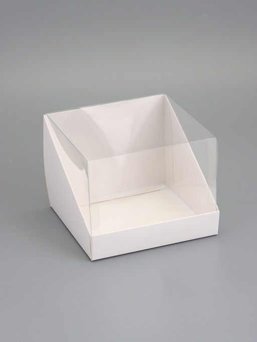 Коробка под бенто-торт, белая, с прозрачной крышкой, 16×16×12.5 см