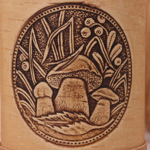 Туес «Грибочки», 8×8×14 см, береста