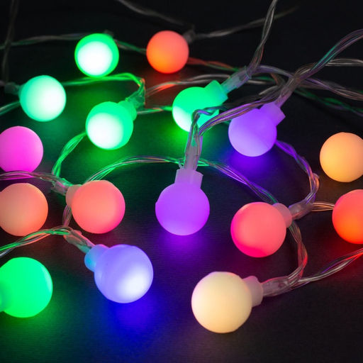 Гирлянда Нить 3 м с насадками Шарики, IP20, прозрачная нить, 20 LED, батарейки AAх3 (нет в комплекте), свечение мульти - Luazon lighting фото 3