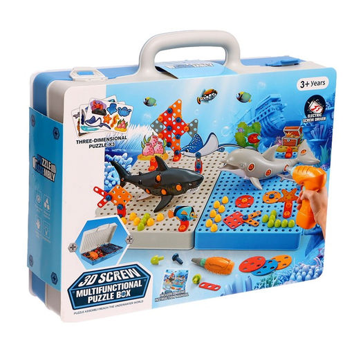 Конструктор винтовая мозаика Морской мир, с электрическим шуруповертом, 193 детали - Simaland фото 10