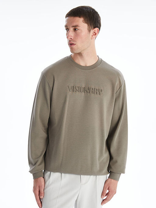 Bisiklet Yaka Kabartmal? Erkek Sweatshirt