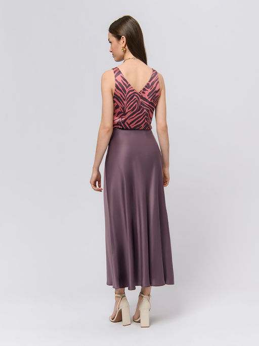 Топ темно-розового цвета с принтом и V-образным вырезом - 1001dress фото 3