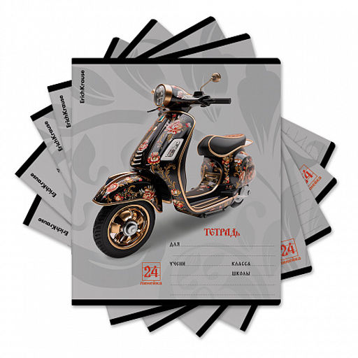 Цена за 10 шт. Тетрадь школьная ученическая ErichKrause Souvenir, 24 листа, линейка (в плёнке по 10 шт.)_MIX-PACK