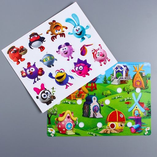 Развивающая игра на липучках, конструктор Веселые липучки. Кто где живет?, Смешарики  фото 2