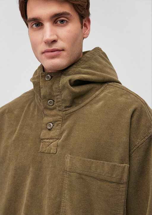 Kapusonlu Haki Sweatshirt - Mavi фото 5