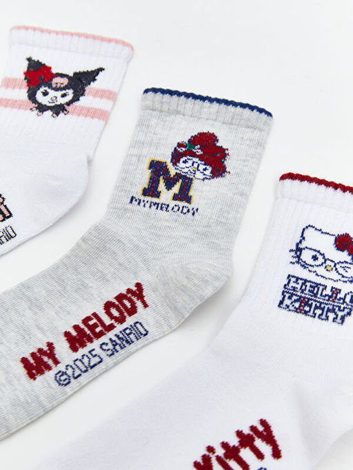 Hello Kitty Desenli K?z ?ocuk Soket ?orap 3l?