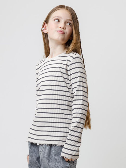 КР 302820/молочный,тем.серый,полоска к623 лонгслив (футболка дл.рукав) для дев - Crockid фото 4