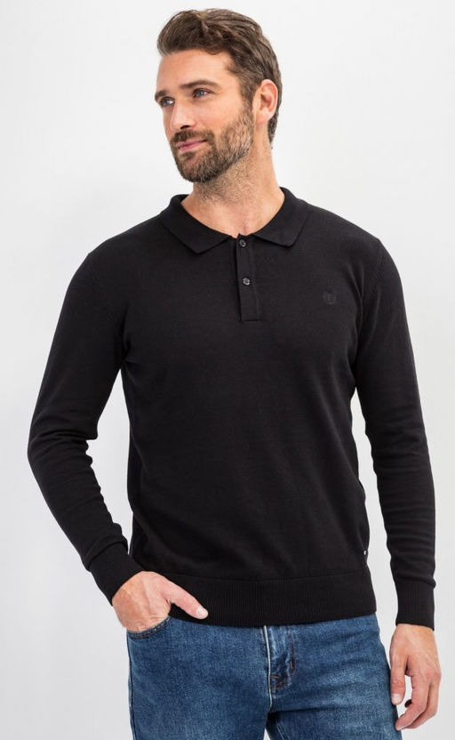 Джемпер мужской с отложным воротником и планкой на пуговицах F221-15-22021 чёрный - Fine joyce фото 5