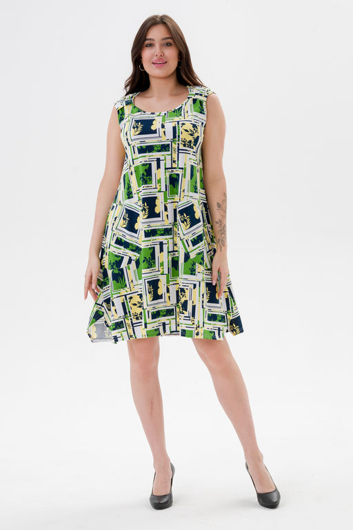 Платье женское из кулирки Кэтрин цитрусовый микс макси - Амадэль фото 24