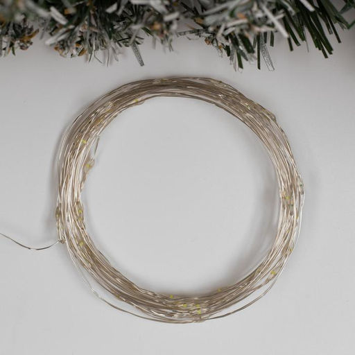 Гирлянда Нить 5 м, роса, IP65, серебристая нить, 50 LED, 8 режимов, от батареек АА?3, свечение белое - Luazon lighting фото 2