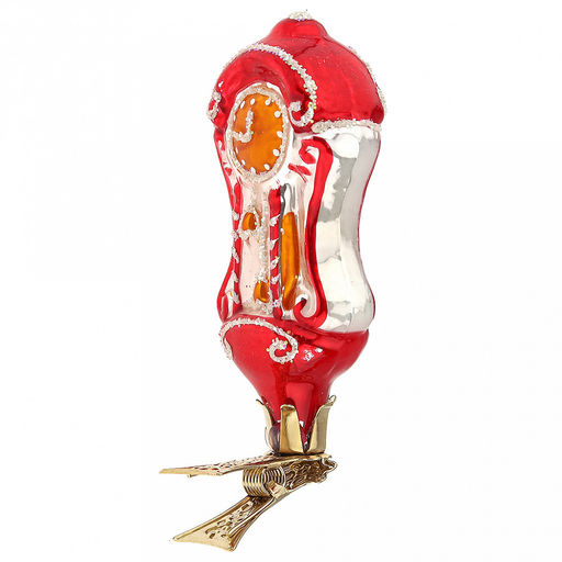 Елочная игрушка фигурка стеклянная Часы, на прищепке, красный, ручная художественная роспись, подарочная упаковка (Россия) - Домашняя мода фото 4