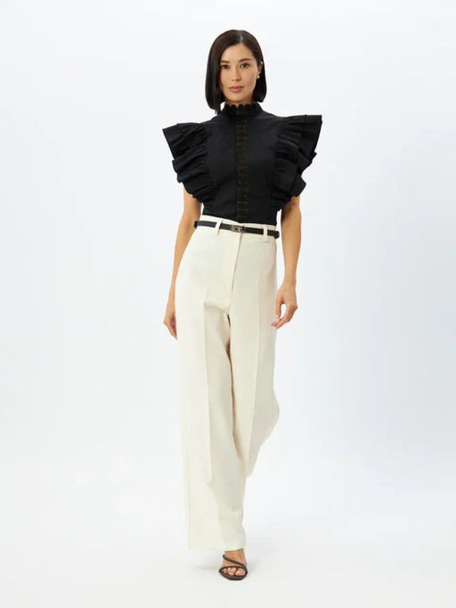 Блузка из хлопка с крыльями и кружевом OD-912-2 черный