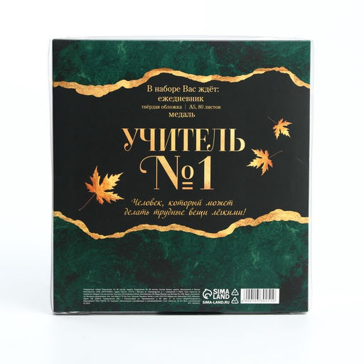 Подарочный набор, ежедневник А5, 80 л., медаль «Лучший в мире учитель»