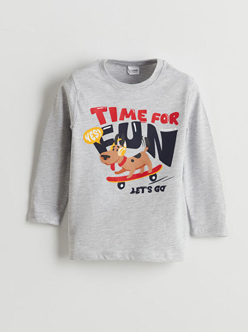 Beli Lastikli Bask?l? Erkek ?ocuk Pijama Tak?m