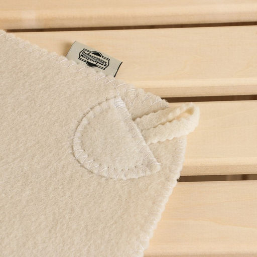 Набор для бани Белый без вышивки шапка, варежка, коврик в плёнке - Добропаровъ фото 3