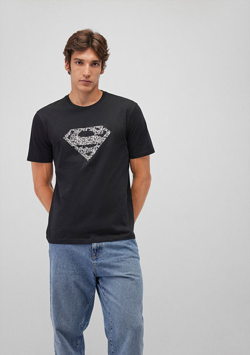 Superman Bask?l? Siyah Tisort - Mavi фото 2