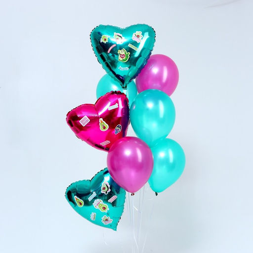 Воздушные шары, букет «С ДР. Авокадо», набор 8 шт., с наклейками