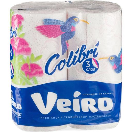 VEIRO бум.полотенца 3-сл. Colibri (2 рул.) Белые