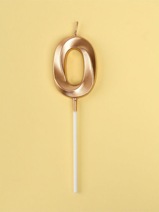 Цена за 2 шт. Свеча в торт на шпажке «Грань», цифра 0, шампань, 5 см