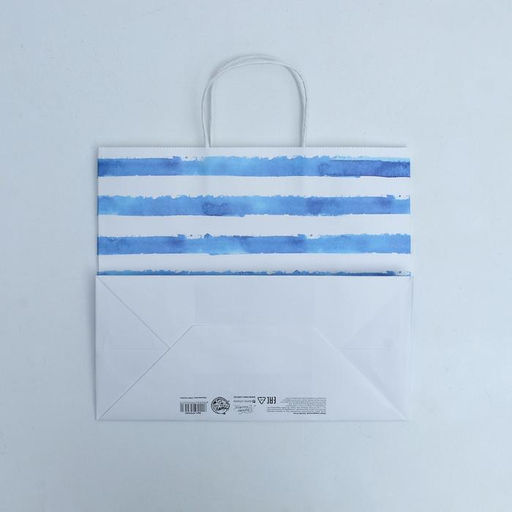 Пакет подарочный крафтовый, упаковка, Якорь, 32?28?15 см