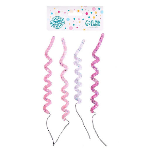 Цена за 2 шт. Топперы для торта «Спиральки», тянутся, нежно-розовый