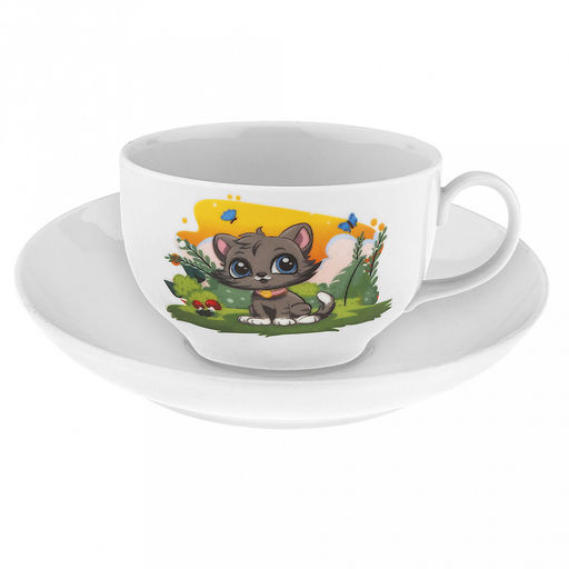 Блюдце чайное фарфоровое Мурка д140мм, h23мм, форма Унифицированный (Россия) - Домашняя мода фото 4