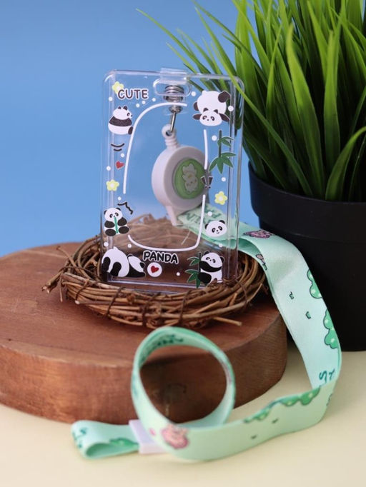 Футляр для карт на ленте ПО ПЛАНУ. "Cute panda", transparent