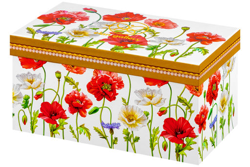 Ваза 1,5 л 11*11*21 см "Маки" квадрат, NEW BONE CHINA